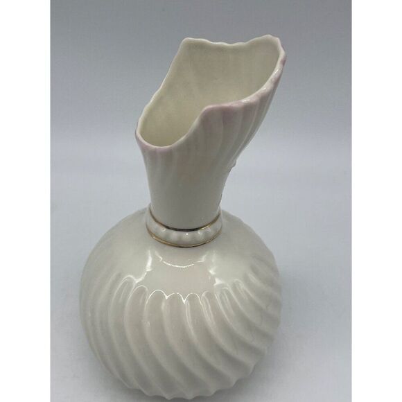 Belleek Ireland Swirl Globe Porcelain Vase - Picture 3 of 5